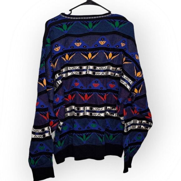St. Croix Knits Vintage 80s Funky Pattern Sweater size XL - Picture 3 of 5